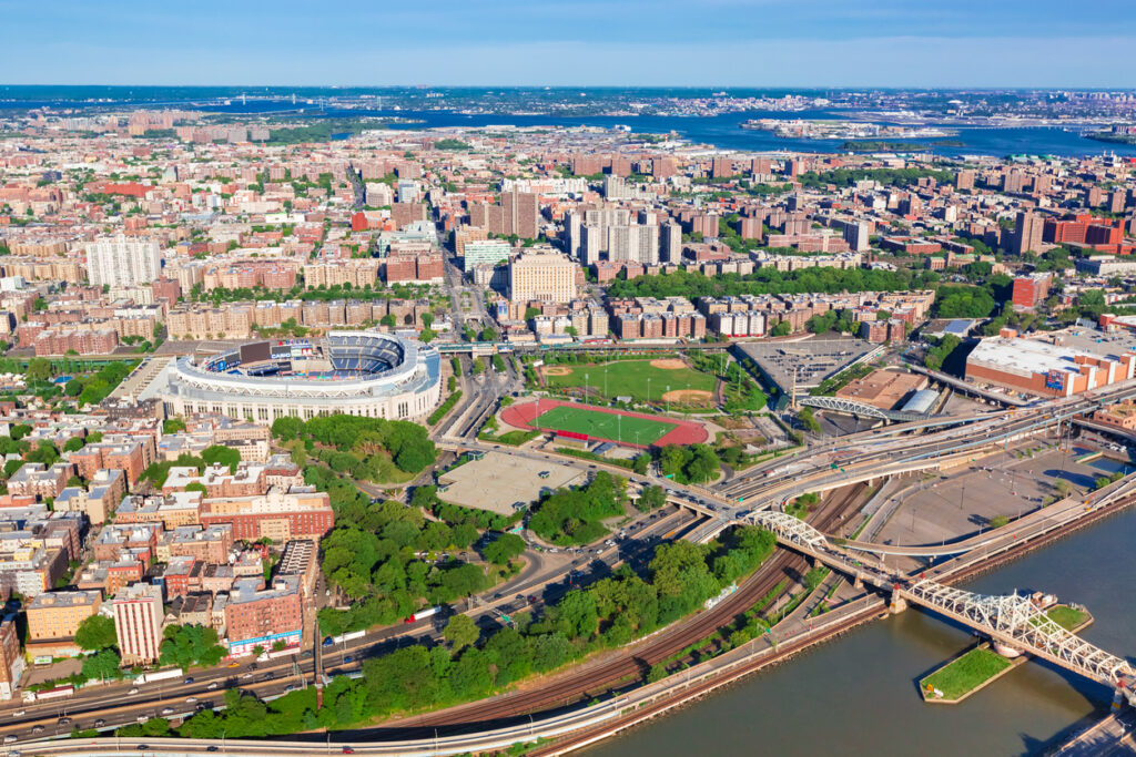 Yankee Stadium is located just a few minutes from the northern tip of Manhattan.